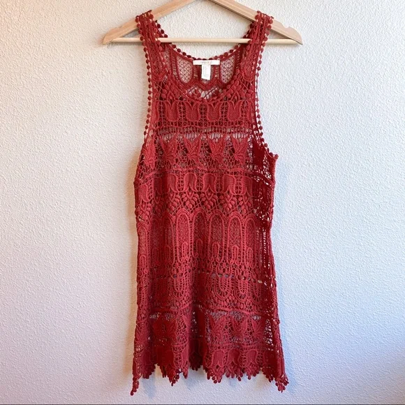 Forever 21 Crochet Lace Long Tank / Mini Dress